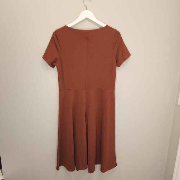 Lands End Cotton Dress Fit and Flare Brown T-Shirt Scoop Neck - Size M(8-10) - Picture 2 of 6